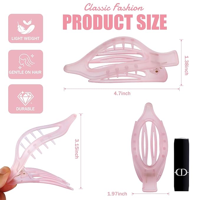 Flat Hair Clips for Women - 6 PCS French Flat Claw Clips Medium Hair Clips for Girls Large Hair Claw Clips for Thick or Thin Hair Strong Hold No Slip Hair Accessories for women (Ice Cream)