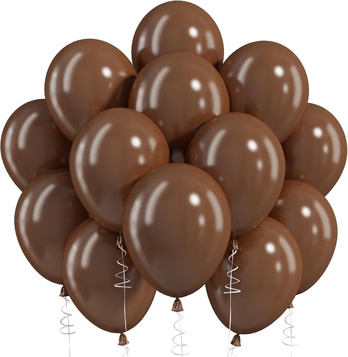 Brown Balloons, 12 Inch Dark Coffee Neutral Latex Party Balloon 30 Pack | by Jobkoo
