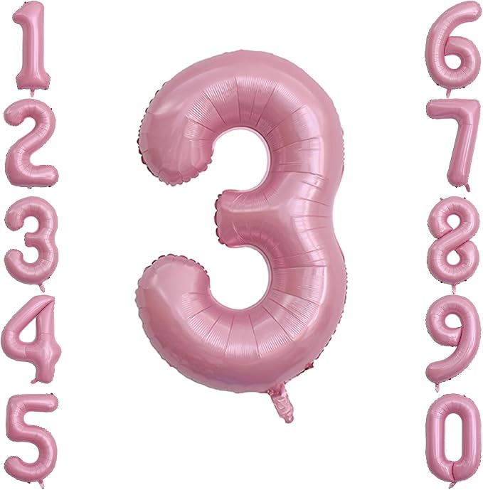 Pearlescent Pink Number 3 Balloon 40 Inch, Shiny Foil by Unknown