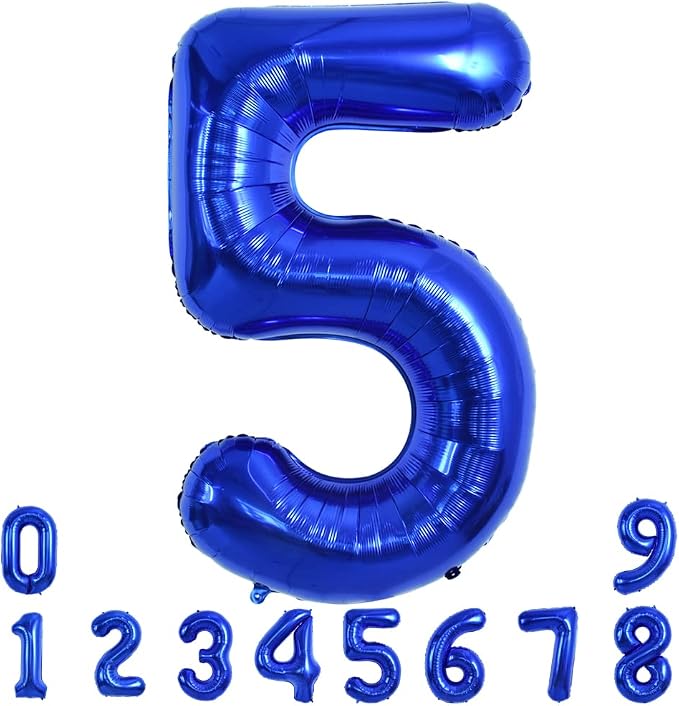 TONIFUL 40 Inch Navy Blue Number 5 Balloons Large Foil 5th Birthday Decor | by TONIFUL
