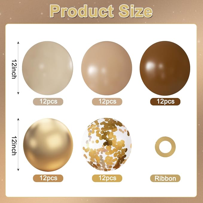 Brown and Gold Balloons for Bear Baby Shower Gender Reveal Decorations | 60Pcs - Image 2