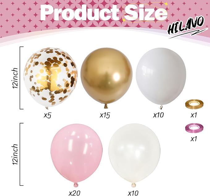 Pink Gold Balloons Set - Image 2