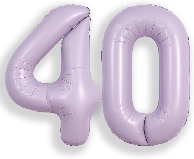 SUWEN 40 Inch Light Purple Lavender Big 40 Balloon Number Foil Helium 0-9 | by SUWEN