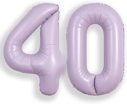 SUWEN 40 Inch Light Purple Lavender Big 40 Balloon Number Foil Helium 0-9 | by SUWEN