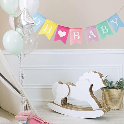 Oh Baby Banner & Decor Set for Baby Shower, Pre-strung Pastel Oh Baby Sign for - Image 6