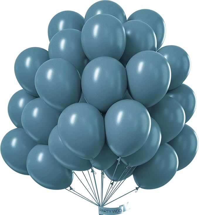 PartyWoo Slate Blue Balloons 50pcs Navy Dusty Blue Boho Neutral Color | 12 Inch by PartyWoo