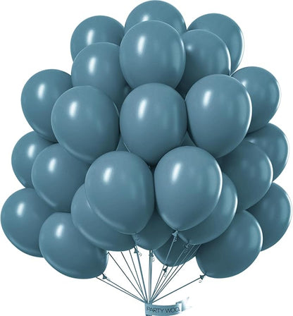 PartyWoo Slate Blue Balloons 50pcs Navy Dusty Blue Boho Neutral Color | 12 Inch by PartyWoo