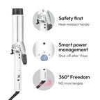 VODANA Professional GlamWave Ceramic Curling Iron, Long-Lasting Natural Curls, Instant Heat, Hair Curler, Curling Wand, Available in USA (1.4 inch, White)