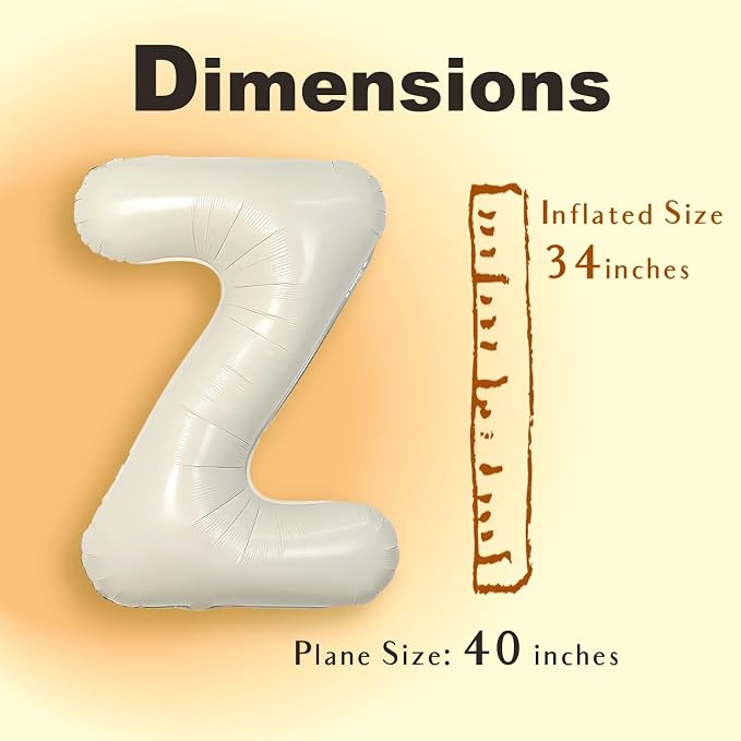 SUWEN 40 Inch Cream Large Z Letter Balloons Big Foil Helium A-Z | Jumbo Mylar - Image 6