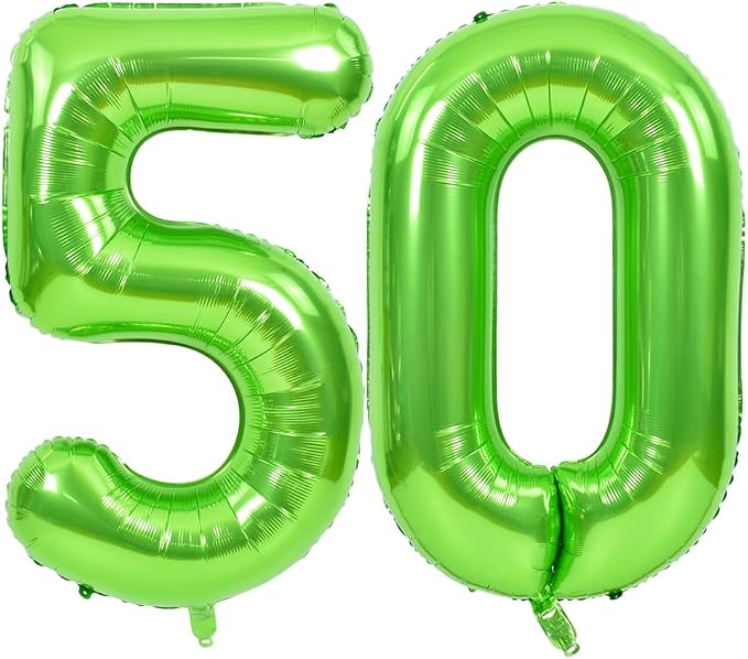 TONIFUL 40 Inch Green Number 50 Balloon Large Foil 50th Birthday Decoration | by TONIFUL