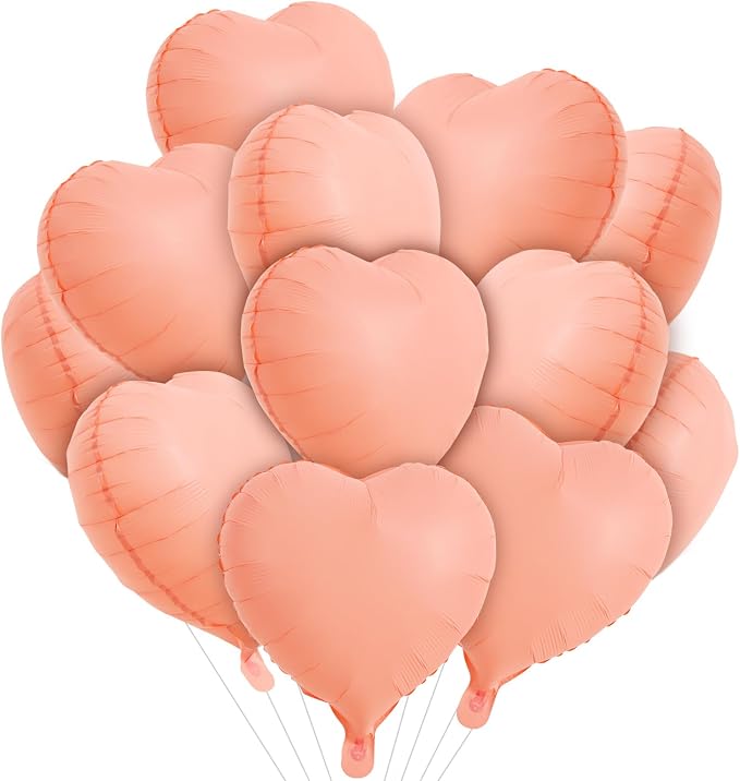 TONIFUL 15 Pcs Pastel Orange Heart Balloons 18Inch Heart Shape Foil Balloon | by TONIFUL