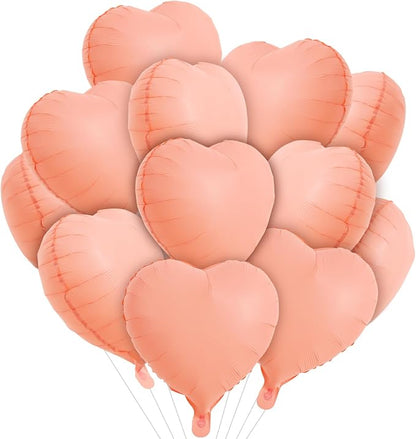 TONIFUL 15 Pcs Pastel Orange Heart Balloons 18Inch Heart Shape Foil Balloon | by TONIFUL