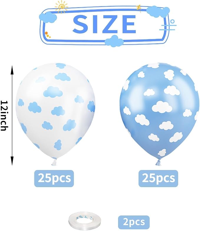Cloud Balloons, Baby Shower, Cloud Themed Party Decorations Supplies - Image 2