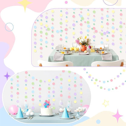 Outus 5 Pieces Colorful Circle Garland Banner Hanging Paper Dot Decorations - Image 7
