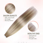 Sindra Invisi Edge Tape in Extensions Human Hair, Invisible Tape in Hair Extensions Ash Brown mixed Platinum Blonde and Ash Blonde Natural Seamless 22 Inch 60g 20pcs/pack