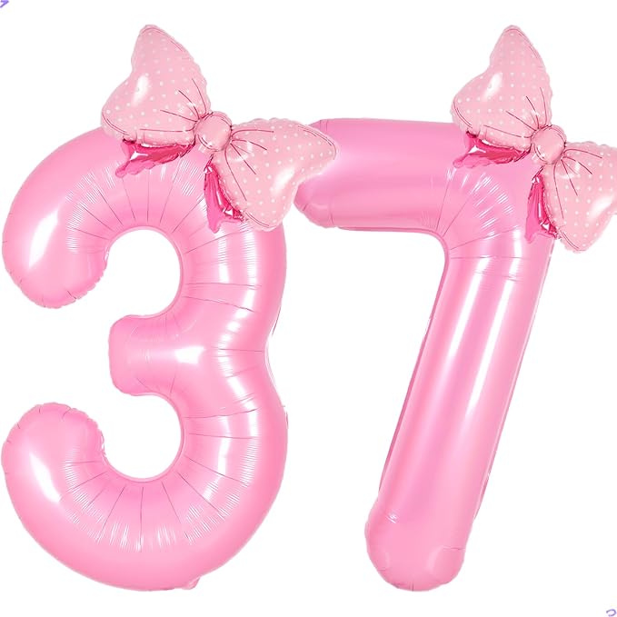 Pink Coquette Birthday Decorations 37 Balloon Numbers by Unknown