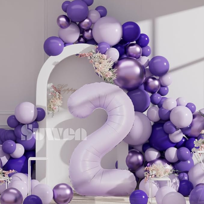 SUWEN 40 Inch Light Purple Lavender Big 2 Balloon Number Foil Helium 0-9 | 2nd - Image 4
