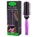 Self Cleaning Hair Brushes for Women - Curly Hair Detangler Brush Comb - Round Roller Retractable Travel Hairbrush - Purple Christmas Gifts