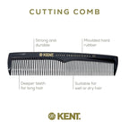 Kent SPC85 5 inch Salon-Style Dressing Cutting Comb with Wide and Fine Teeth Professional Barber Haircut Comb for Styling and Teasing, Hard Rubber, Anti-static, Unbreakable & Heat Resistant