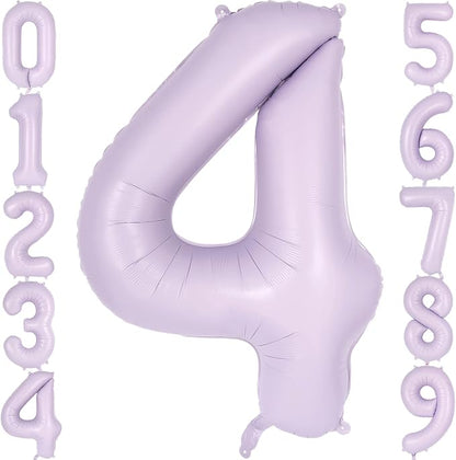 Light Purple Number 4 Balloon, 40 Inch Big Large Foil Helium Number Balloons by AIQINHU