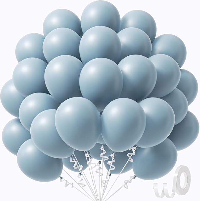 Dusty Blue Balloons 12 inch, Gender Reveal, Baby Shower, Birthday Party by Awenztech