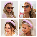 Spa Headbands for Washing Face or Makeup, Sponge Bubble Skincare Headbands, Puffy Terry Cloth Hairband for Women, Skin Care Makeup Headwear Hair Accessories for Girls(Purple)