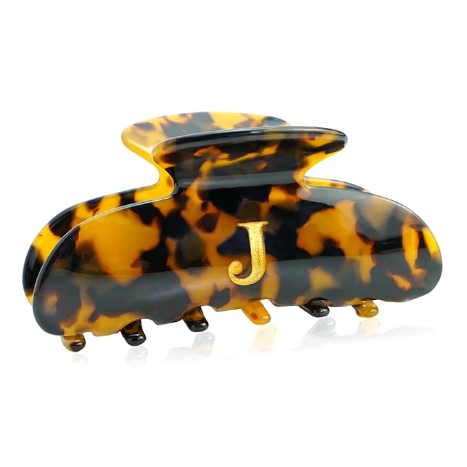 Initial Cute Hair Clips - Tortoise Shell Letter Elegant Hair Claw Clips, Fashion Glitter Claw Clips Durable Hair Clips, Wedding Gift, Bridesmaid Gifts, Birthday Gifts, Christmas Gift, Letter J