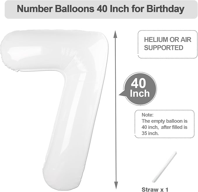 Number Balloons 40 Inch White 6 Balloon - Image 5