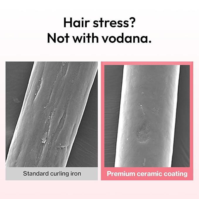 VODANA Professional GlamWave Ceramic Curling Iron, Long-Lasting Natural Curls, Instant Heat, Hair Curler, Curling Wand, Available in USA (1.4 inch, Ivory)