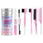 CHIKYO Hair Wax Stick, Edge Control Stick for Baby Hair, Slick Back Hair Brush, Flyaway Control, Edge Brush, Rat Tail Comb, Finishing & Coloring & Cleaning Styling Tools Set for Women, Men, Kids(6PCS)