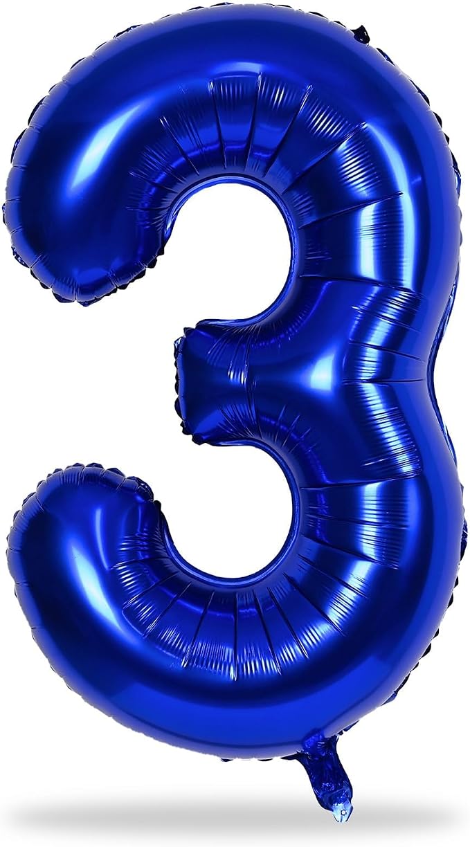 Navy Blue Number 3 Balloon, 40In Large Dark Blue Foil Number Balloons Set 0-9 - Image 8