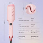 Wavytalk Power Wave Hair Crimper, Curling Iron Hair Crimper Waver, Ventilation Design for Less Damage, Ionic Reduces Frizz, Effortless-Curler, Dual Voltage Crimping Iron, Pink
