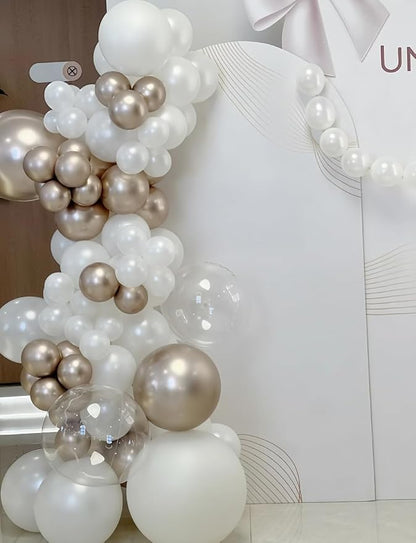 Neutral Balloon Garland Arch Kit, Boho Party Decor | Sand Pearl White Metallic - Image 6