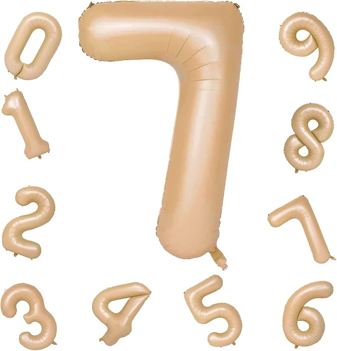 40 Inch Apricot Foil Balloon Number 7, Giant Self Inflating Nude Number - Image 9