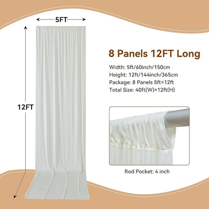40×12ft Wrinkle Free Ivory Backdrop Curtain - Image 3