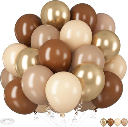 HILAVO Brown Gold Balloons, 12 inch Double Stuffed Brown Gold and Cream Beige by HILAVO