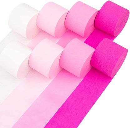 8 Pink Streamers, 656ft Pack of Crepe Paper Bachelorette Party Decorations | by CaptainD%C3%A9cor