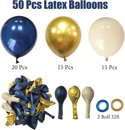 Navy Blue and Gold Party Balloons, Baby Shower, Graduation, Retirement Party - Image 7