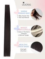 DOORES Invisi Edge Tape in Hair Extensions Real Human Hair, Natural Black 10pcs Injection Tapeins, 25g 16 Inch, Human Injected Tape in Extensions Straight Thick End