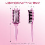 2-Pack Curly Hair Brush, Curl Defining Brush with Soft Boar Bristles Detangling Tangled Glides, Wide-Teeth Design Effortlessly Shaping & Defining Curls, Curling Definer for Wet & Dry Hair (Green Pink)