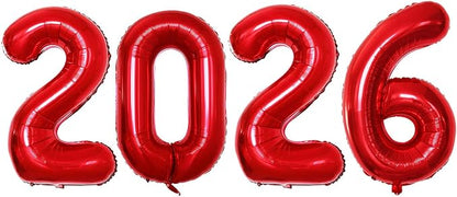 42 Inch 2026 Red Foil Number Balloons by GOER