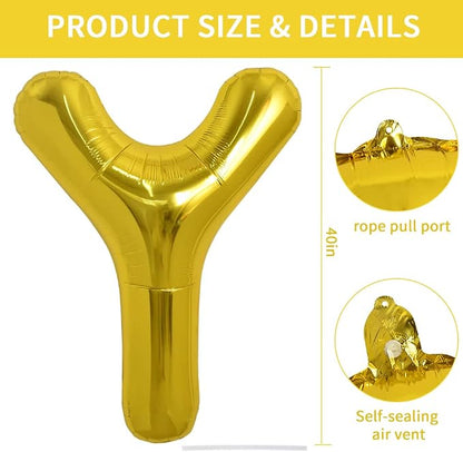TONIFUL 40 Inch Large Gold Letter Y Foil Balloons Alphabet Balloons | Giant - Image 2