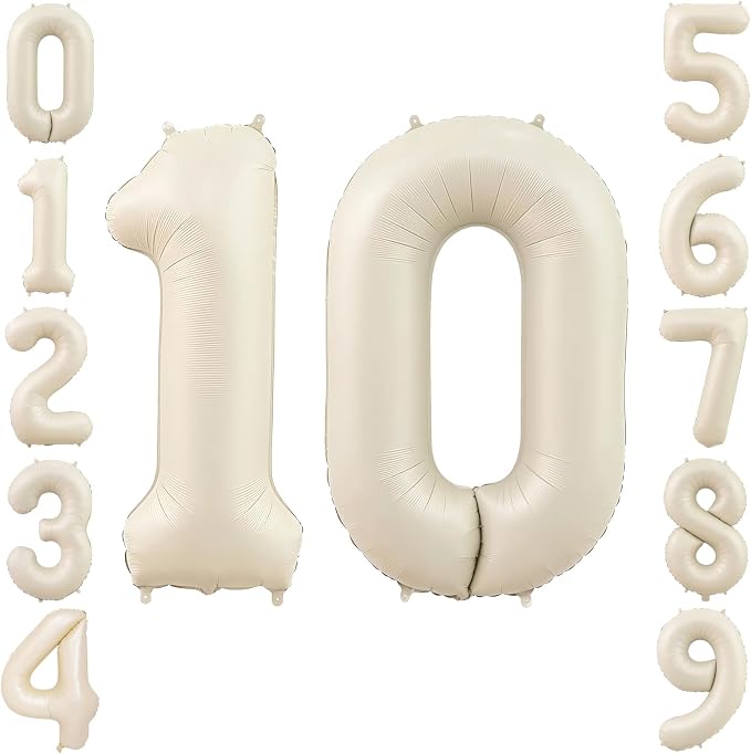 40" Beige Foil Number 10 Balloon by TNCDJKPA