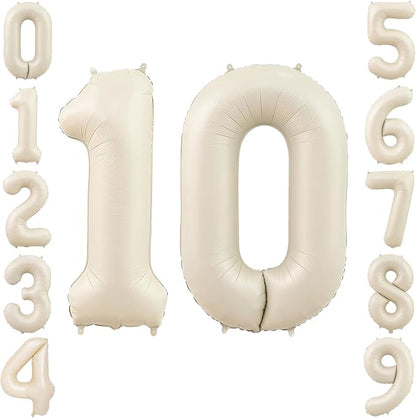 40" Beige Foil Number 10 Balloon by TNCDJKPA