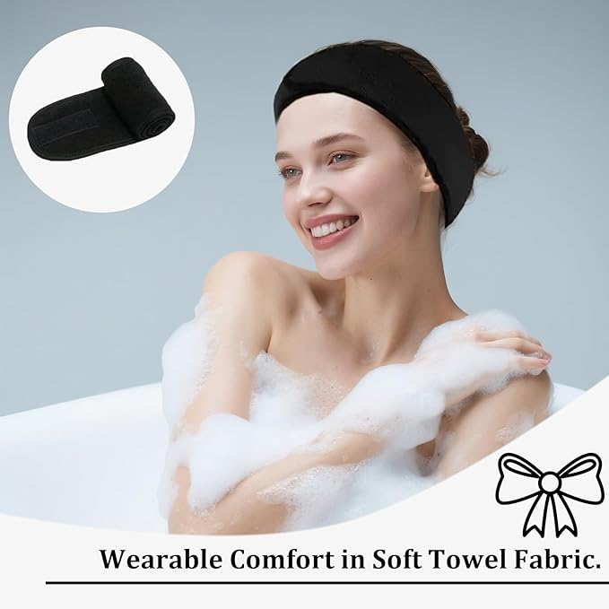 4 Pack Adjustable Makeup Headbands – Non-Slip Spa & Facial Hair Wrap, Washable Headband for Shower, Yoga, Gym, Salon & Home Use (Fits All), HZFD-AA