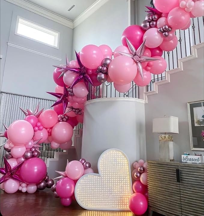 HILAVO Pink Mixed Balloons Set, 12 Inch Hot Pink Pastel Light Baby Pink - Image 5
