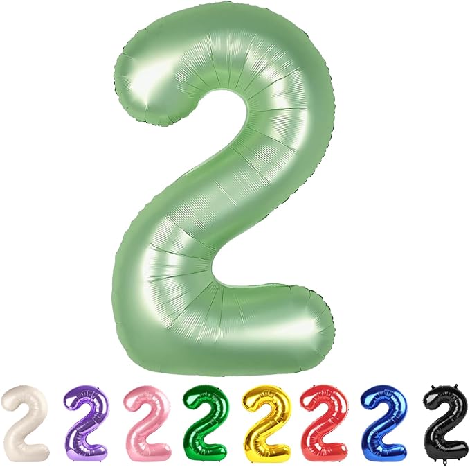 40 Inch Number 2 Balloon, Olive Green Birthday Decorations by Mluchee