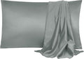 uxcell 2 Pack Silk Satin Pillowcase for Hair and Skin, Cool, Silky, Soft Breathable Pillow Cases King Size 20x36 Inch Sateen Pillowcase Grey with Envelope Closure