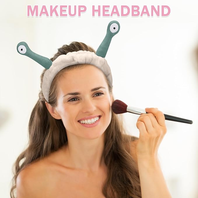 Jowmoy Cute white Snail Headband, to Wash Face for Women Makeup Shower Spa Headband