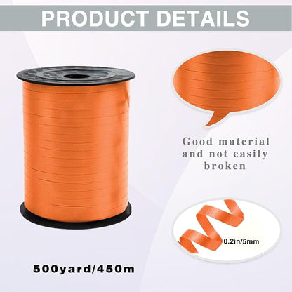 Orange Curling Ribbon, 500 Yard Orange Ribbon, 1/5" Curly Ribbons, Balloon - Image 2